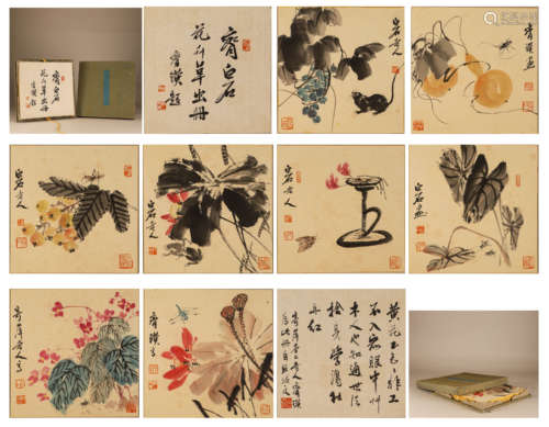 Qi Baishi, paper flower painting box