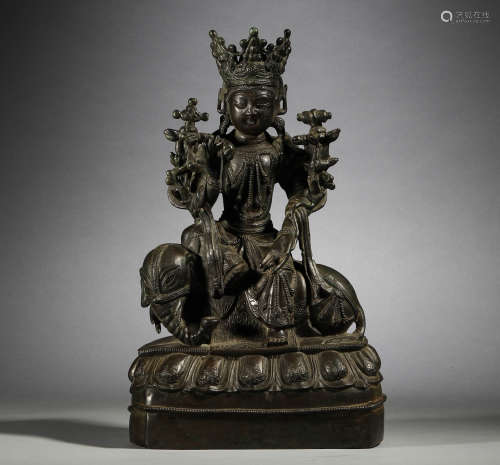In the Qing Dynasty, bronze statues of Samantabhadra