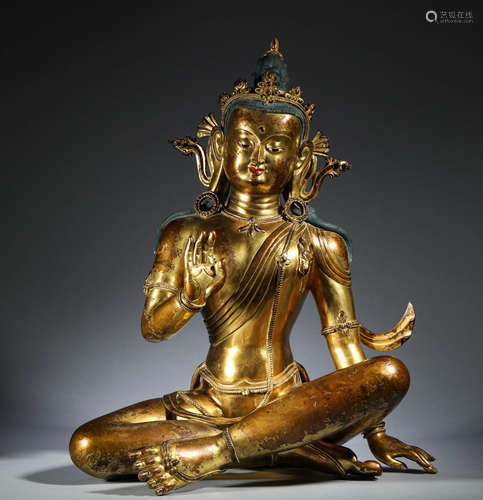 In the Ming Dynasty, bronze gilded statue of Du Mu