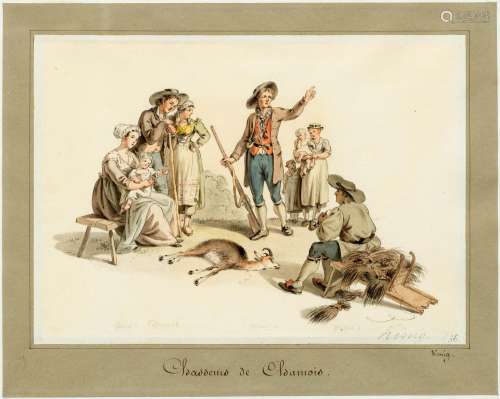 FRANZ NIKLAUS KÖNIG (1765 Bern 1832) Chasseurs de Chamois. A...