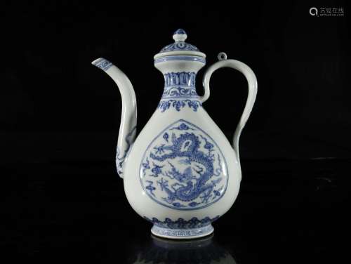 A Blue and White 'Dragon' Ewer