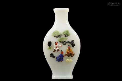 A White Jade Hardstone-Embellished Vase