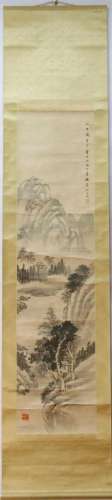 A Chinese Ink Painting Hanging Scroll By Wang Wenzhi