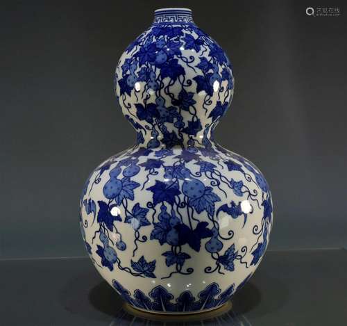 A Rare Blue and White Gourd Vase