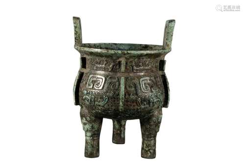 A Bronze 'Beast Face' Tripod Censer