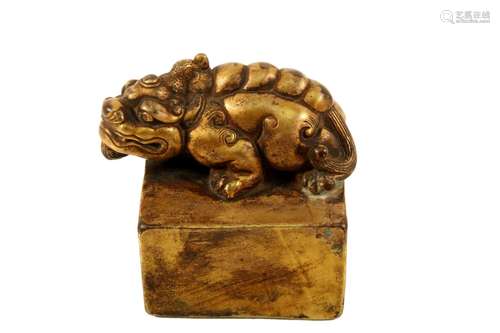 A Gilt Bronze 'Unicorn' Seal