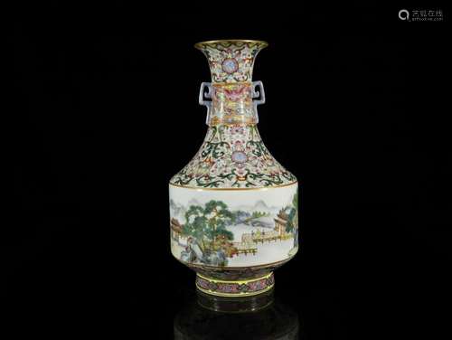 A Top Famille-rose 'Landscape' Vase