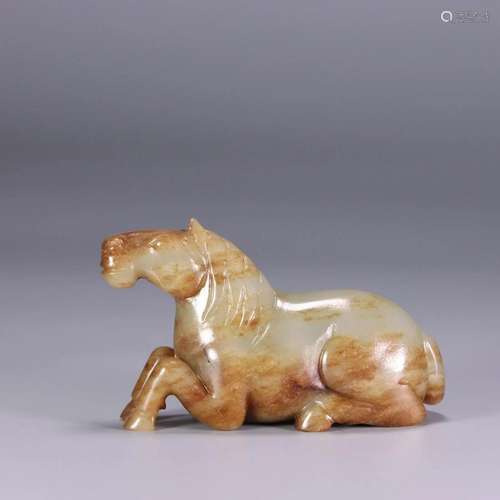 A Hetian Jade Crouching Horse