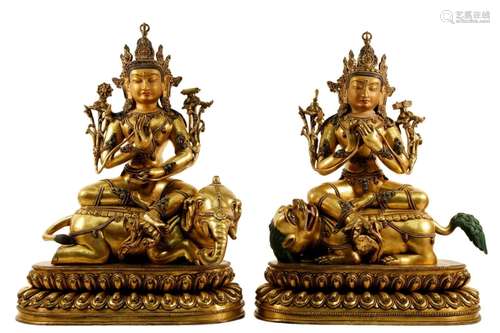 A Pair of Gilt Bronze Buddhist Figures