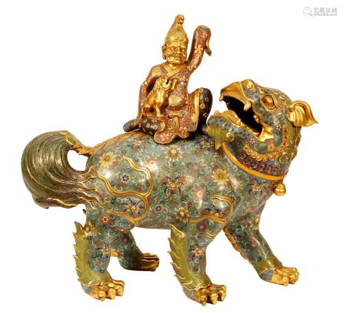 A Cloisonne 'Lion' Censer