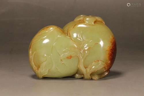 A Hetian Yellow Jade Longevity Peach Group