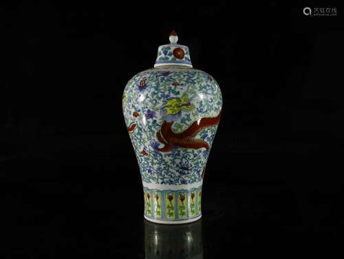 A Rare Doucai Dragon and Phoenix Pattern Vase