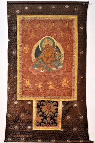 An Elegant Tibetan Red Mammon Thangka