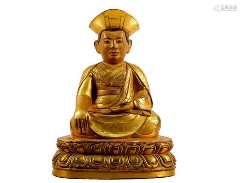 A Gilt Bronze Figure Of Guru