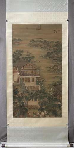 A Chinese Ink Painting Hanging Scroll By Lang Shining