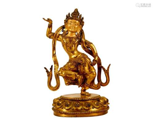 A Gilt Bronze Figure Of Bodhisattva