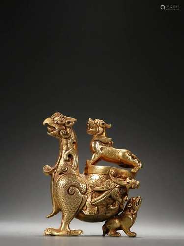 A Gilt-Bronze 'Phoenix' Cup