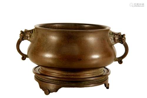 Bronze Incense Burner with Dragon-Shaped Ears