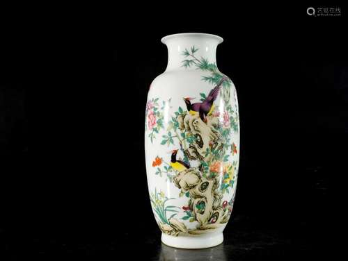 A famille-rose 'flower and bird' vase