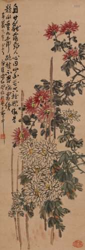 谭组云(1876-1949) 傲骨菊花