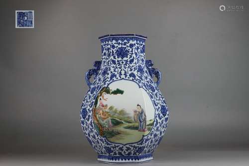 Blue-and-white ZUN-vase with Figure Stories Design on A Deco...