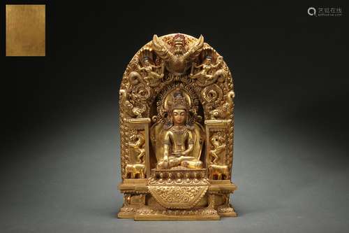 Gilt Bronze Niche for Shakyamuni Buddha