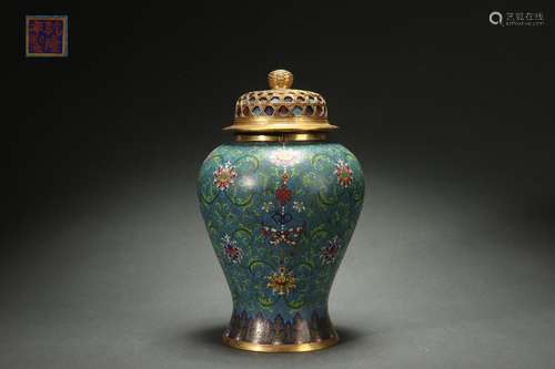 Cloisonne Hat-covered Jar, Qianlong Reign Period, Qing Dynas...