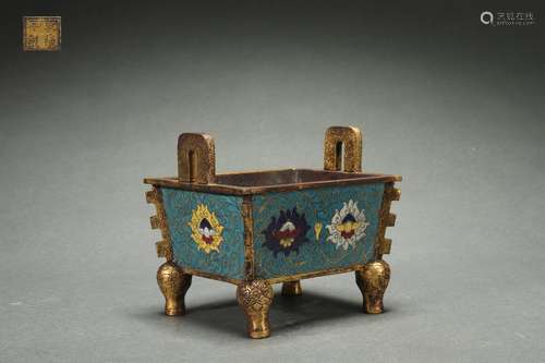 Cloisonne DING-shaped Censer, Qianlong Reign Period, Qing Dy...