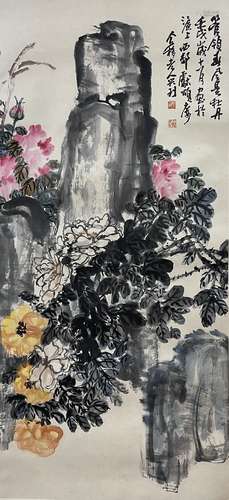 Peony Painting, Hanging Scroll, Wang Geyi