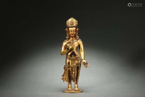 Gilt Bronze Statue of Bodhisattva