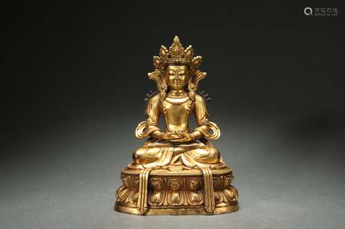 Gilt Bronze Statue of Woman Buddha