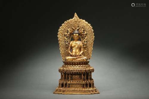 Gilt Bronze Statue of Shakyamuni