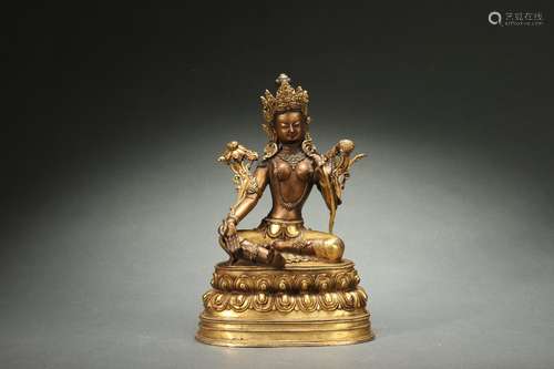 Gilt Bronze Statue of Green Tara