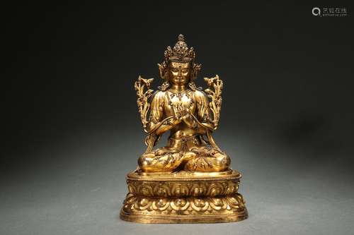 Gilt Bronze Statue of White Tara