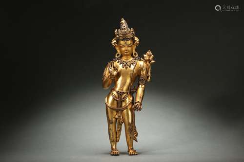 Gilt Bronze Statue of Bodhisattva