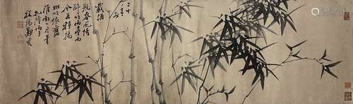 Ink Bamboo Painting, Horizontal Scroll, Zheng Banqiao