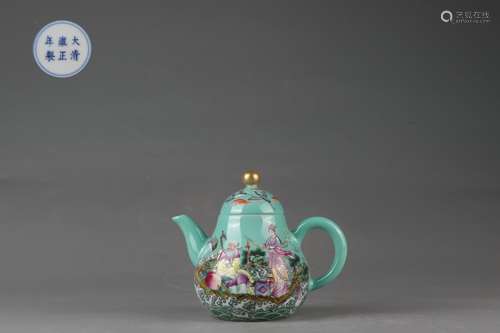 Famille Rose Teapot with Figure and Poem Design, Yongzheng R...