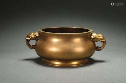 Gilt Bronze Censer with Ring Foot Design and Elephant-shaped...