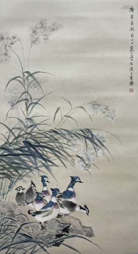 Reed and Ducks, Hanging Scroll, Jiang Hanting