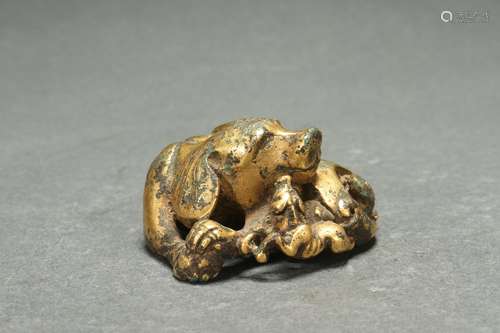 Gilt Bronze Dog