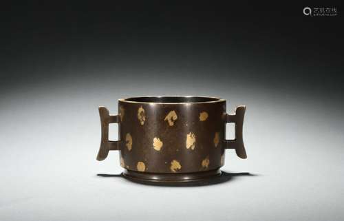 Bronze Censer with Halberd-shaped Handles and Snowflake Gold...