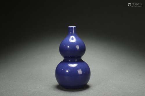 Cobalt Blue Glazed Gourd-shaped Vase