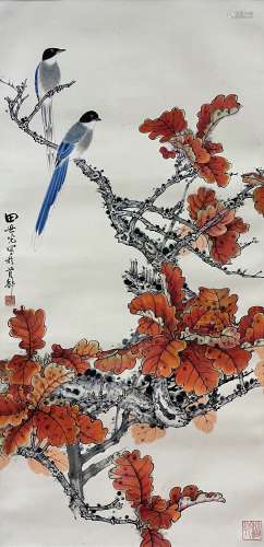 Bird and Flowers, Hanging Scroll, Tian Shiguang