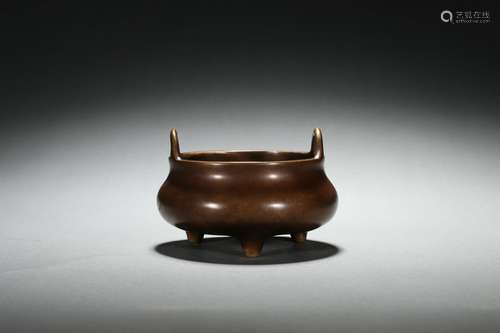 Tri-legged Censer with Upright Handles, Xuande Reign Period,...