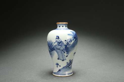 Blue-and-white Plum Vase with Figure Stories Design