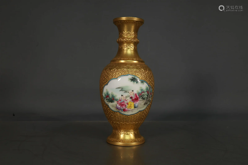 A Famille-Rose Gilded 'Figure' Vase