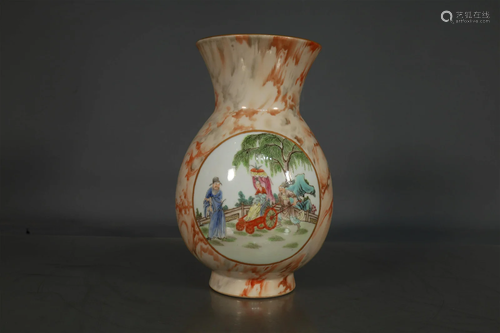 A Gorgeous Famille Rose Character Vase