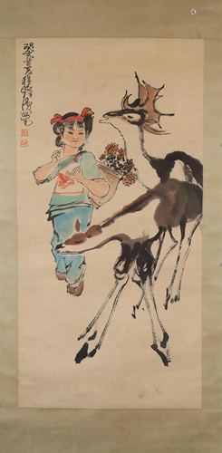 A Lovely Figure Scroll Painting By Cheng Shifa Made