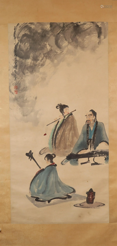 A Lovely Figure Scroll Painting By Fu Baoshi Made