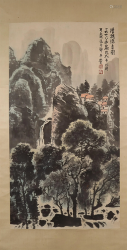 A Lovely Landscape Scroll Painting By Li Keran Made